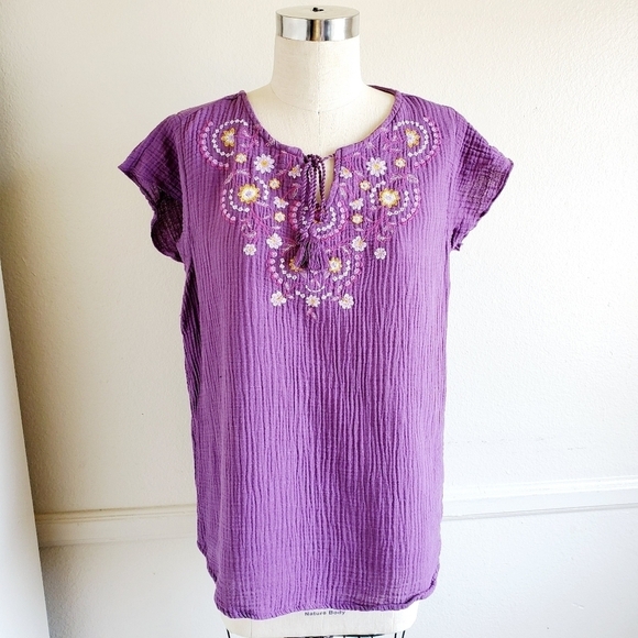 St John's Bay |‎ Lilac Embroidered Tunic Top - Picture 1 of 5